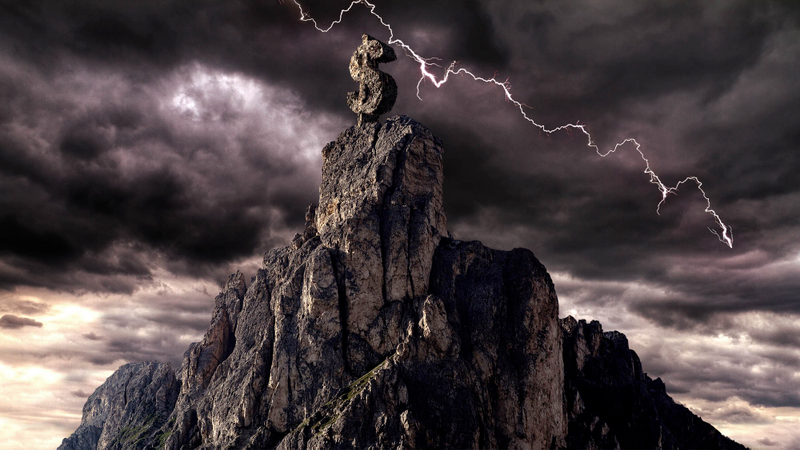 Illustration for article titled Wall Street Worried About Key Recession Indicator After Ominous Black Storm Clouds Spotted Atop Mount Money
